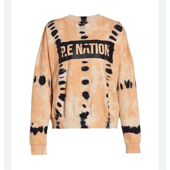 PE Nation Score Runner Sweatshirt Coral Gold Tie Dye size small/ petite - Picture 3 of 13